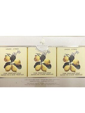 Alchimia Gift Set of 3 Fine Vegetable Soap Bar, Made In Italy, Lemon